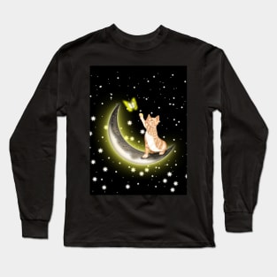 Space yellow cat Long Sleeve T-Shirt